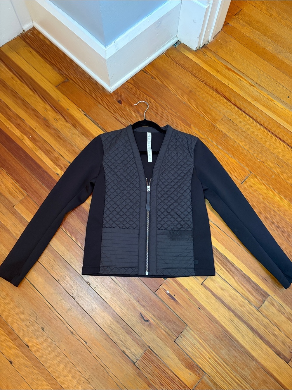 lululemon athletica Quilted-Front Black Bomber Jacket